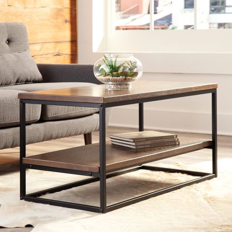 Black Metal And Walnut Wood Coffee Table - Walmart.com for The Versatile Beauty of Industrial Furniture for Today's Homes